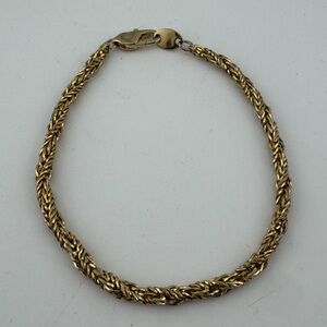 Gold And Shield Gold Toned Rope Chain‎ Bracelet Vintage
